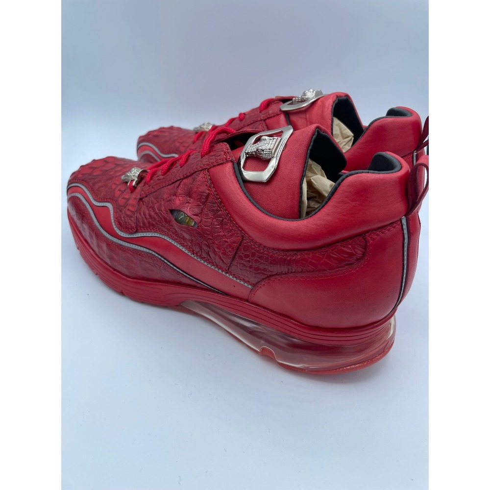Belvedere Rexy Red Genuine Caiman Crocodile Leather Sneakers Mens 12 E04 NEW - Picture 4 of 8